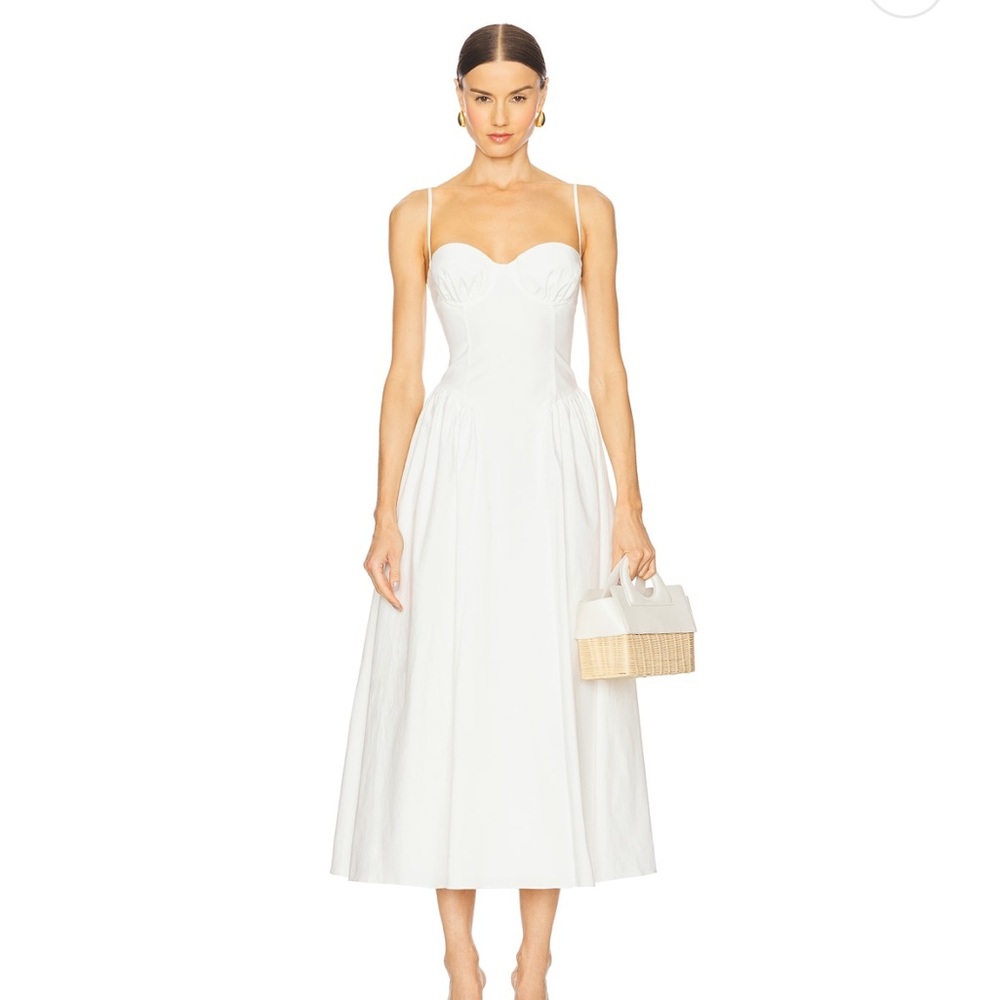 MAJORELLE Serena White Midi Dress